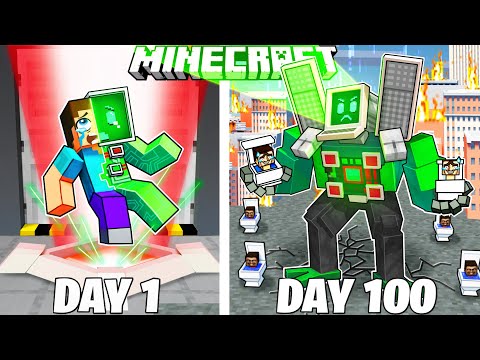 100 DAYS as COMPUTERMAN in HARDCORE Minecraft! 😱