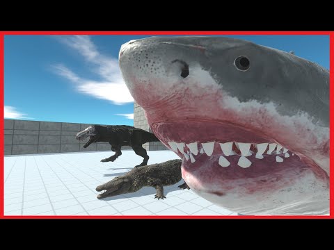 MUTANT MEGALODON+PURUSSAURUS+T-REX VS FACTIONS - ANIMAL REVOLT BATTLE SIMULATOR