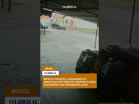 ASSUSTADOR! Trem atinge caminhonete em SP e arrasta veículo por metros; casal fica ferido
