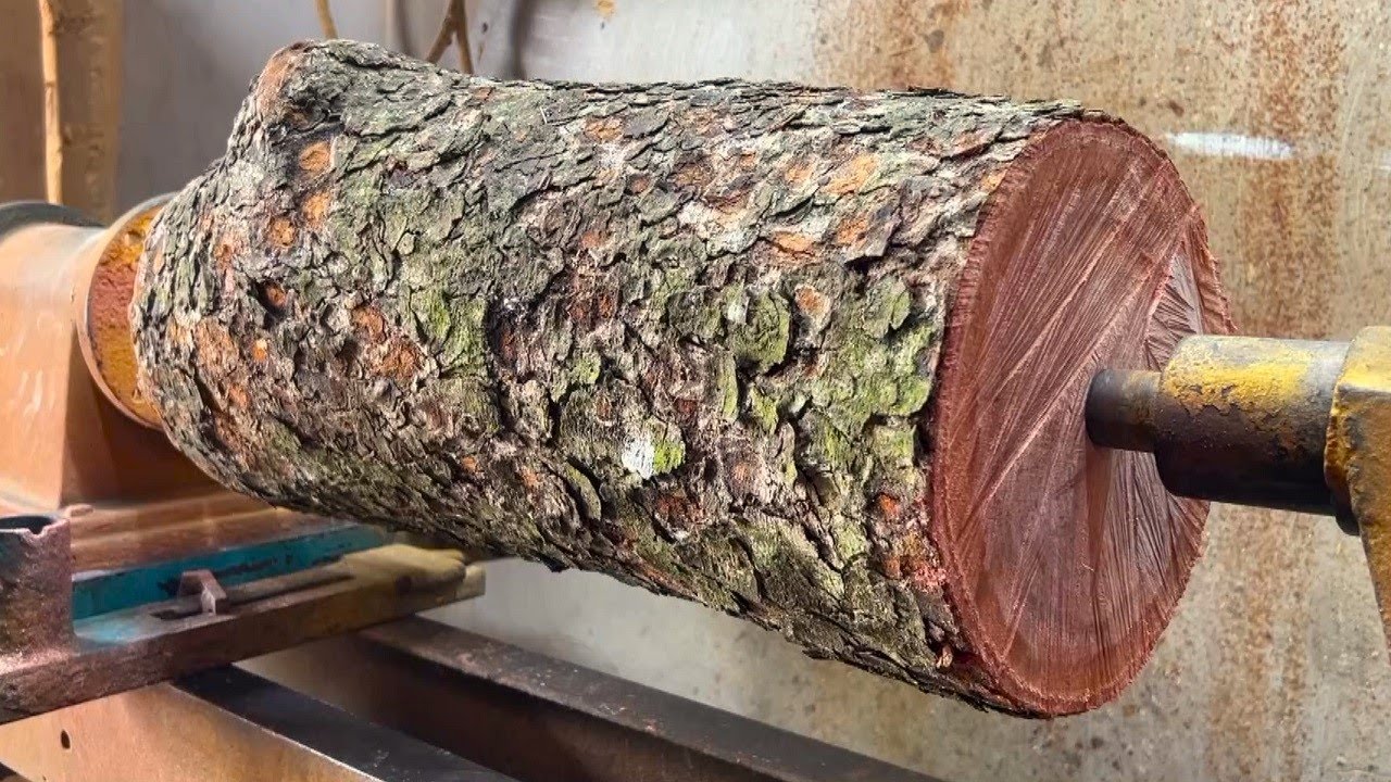 Master Carpenter - Turns a Redwood Tree into a Masterpiece on a Wood Lathe