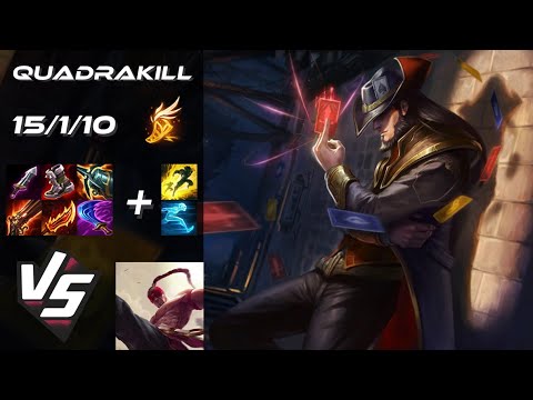 TOP Twisted Fate vs Lee Sin [QUADRAKILL] - EU Master Patch 14.10