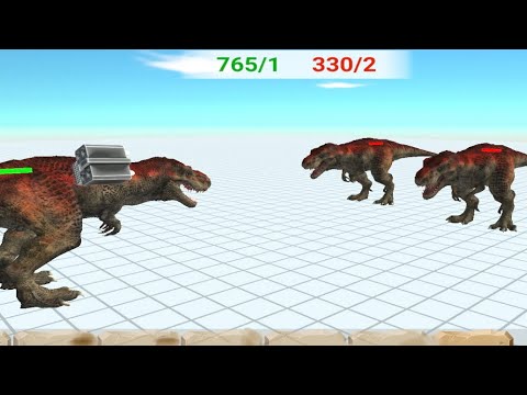 One T-Rex With Woapon VS Two T-Rexs - Animal Revolt Battle Simulator