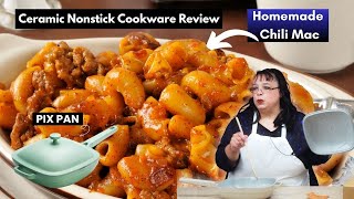 USELUCK Pix Pan Ceramic Nonstick Review + One-Pan Chili Mac Dinner