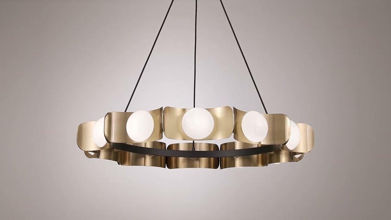 Video1 of Possini Euro Novara 37 1/2" Wide Gold  Black 12-Light Ring Chandelier
