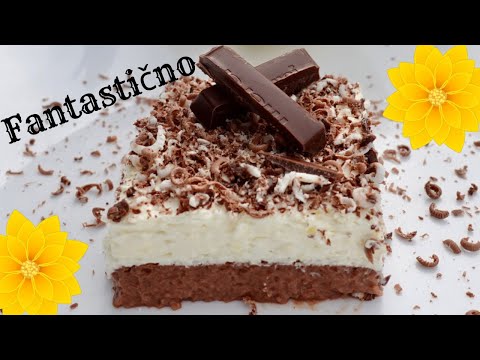 SUPER KREMASTI KOLAČ S GRIZOM I PUDINGOM BEZ PEČENJA I BEZ JAJA