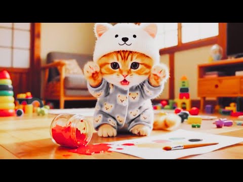 🐾 The innocent kitten turns into a big troublemaker in seconds! But the ending❤️