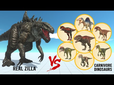 REAL ZILLA - GODZILLA 1998 vs ALL UNITS (Carnivore Dinosaurs) - Animal Revolt Battle Simulator