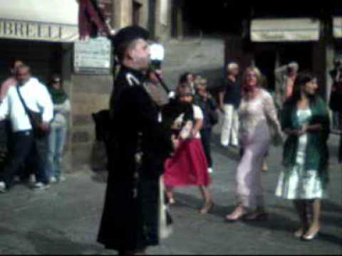 The Scottish piper in Italy plays at a wedding in Milan, Lombardy
