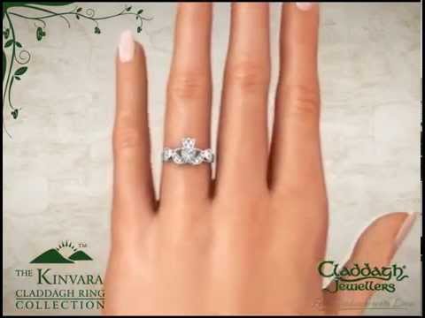 The Kinvara Diamond Claddagh Ring In White Gold