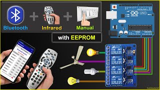 Home Automation using Arduino Bluetooth IR Remote control relay with EEPROM | Arduino Projects 2022