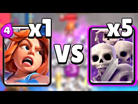 ×5 Skeleton Army can beat VALKYRIE ? CLASH ROYALE