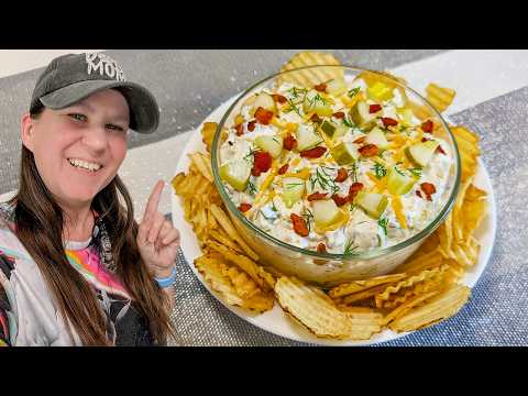 The BEST Dill Pickle Dip with Bacon & Ranch! (Easy Party Appetizer)