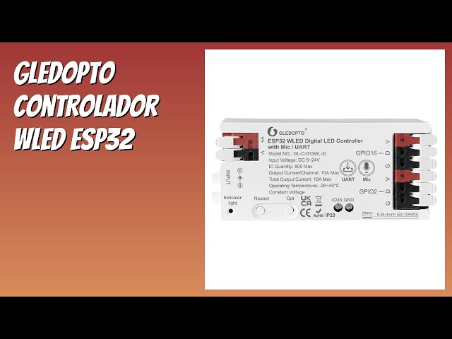 Vídeo relacionado con GLEDOPTO Controlador WLED ESP32 con Ethernet, Sensible al Sonido, UART 20A Fusible Enchufable para WS2811, WS2812, SK6812, WS2815, Tira de luz RGB Digital Direccionable IC (616WL)