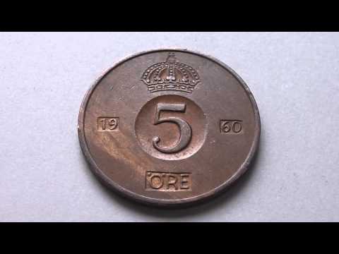 Geld aus Schweden von 1960 - Die 5 Öre Münze in HD
