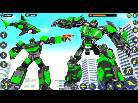 Angry Shark Attack Robot Shark Game Transform Police Robot