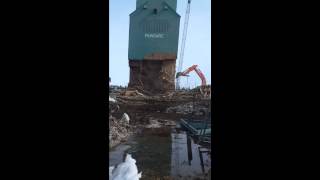 preview picture of video 'Mundare, Alberta Grain Elevator Demo 2013'