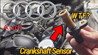 Audi A4 2.0L ! P0016 Code Diag & Fixed this broken Sensor! Crankshaft senson location
