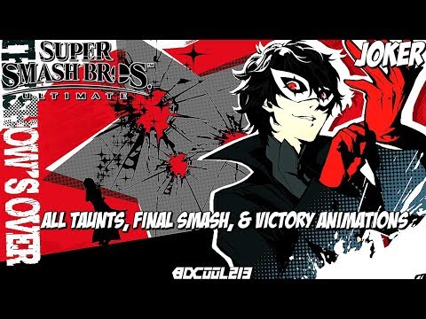 Super Smash Bros Ultimate Joker Gameplay - Final Smash, Taunts, & Victory Animations