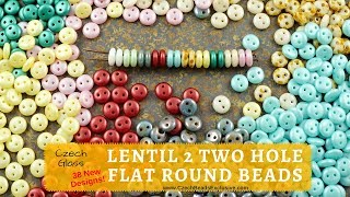LENTIL 2 TWO HOLE Flat Round Czech Glass Beads - New Arrivals