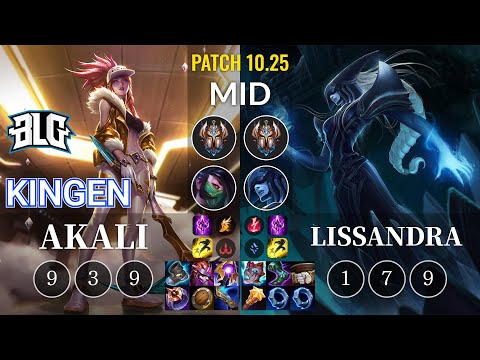BLG Kingen Akali vs Lissandra Mid - KR Patch 10.25