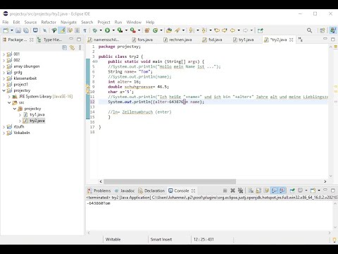 Java für Beginner (Variablen, rechnen, Ausgabe)