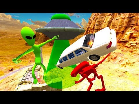 Beamng Drive - High Speed Car Jumps Over An Alien | BeamNG-Destruction