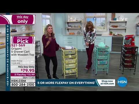 Origami 5Drawer Cart with Wooden Top