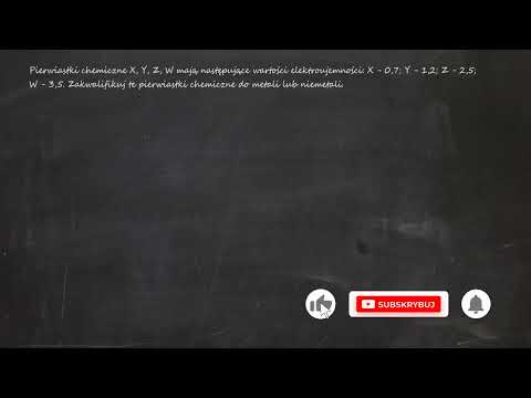 Pierwiastki chemiczne X, Y, Z, W mają następujące wartości elektroujemności: X - 0,7; Y - 1,2