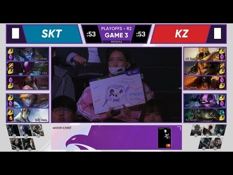 SKT Faker Akali VS KZ Pawn Azir Game 3 Highlights - 2019 LCK Playoffs Round 2 | League Of Legends