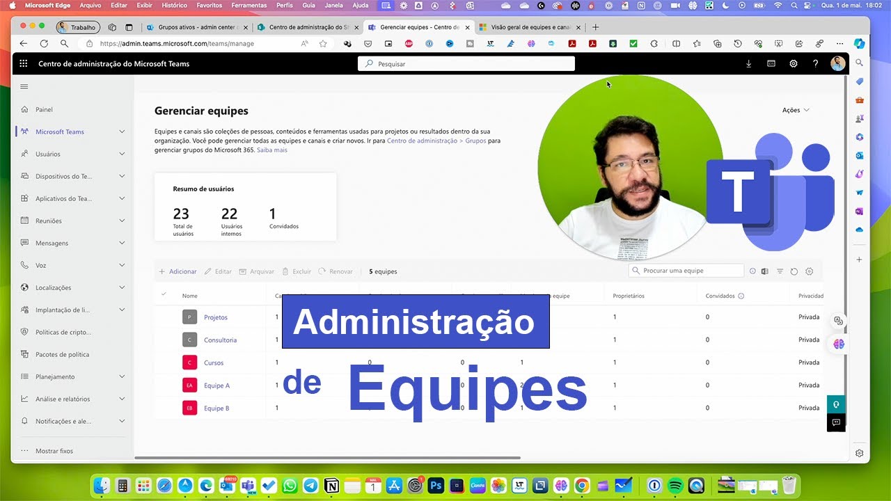 Criação e administração de Equipes no Microsoft Teams, por Mauricio Cassemiro