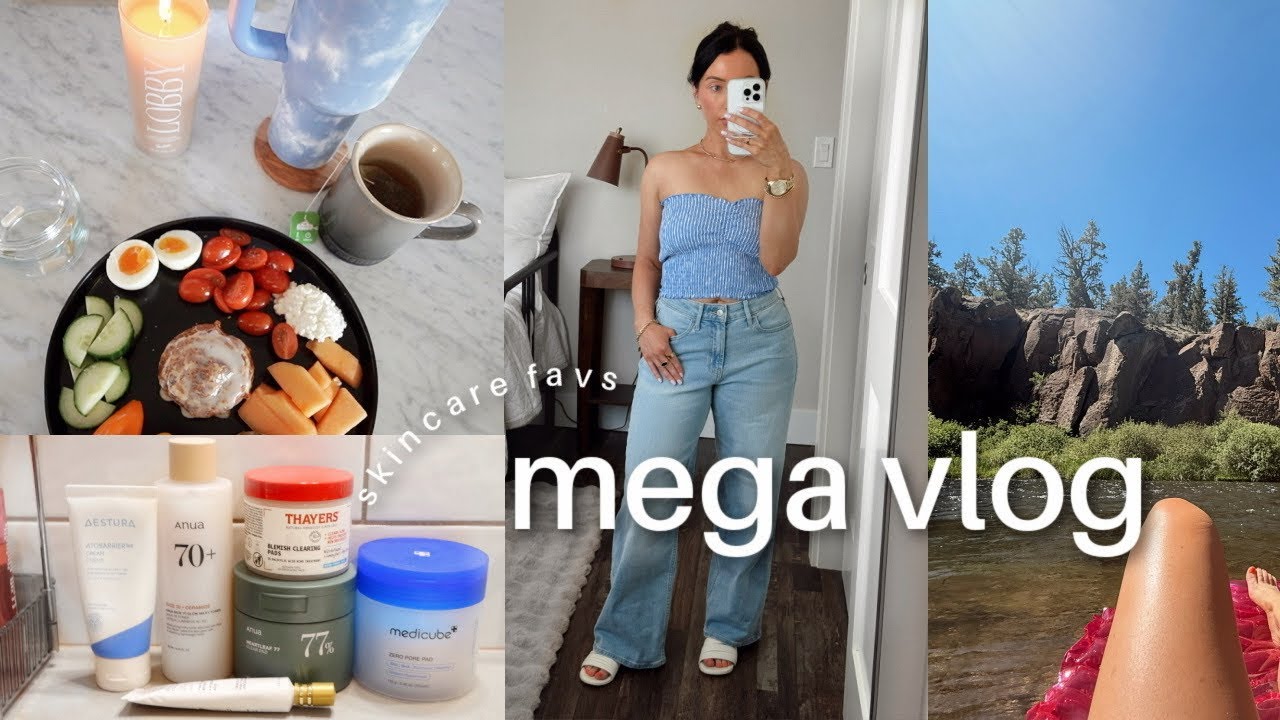 skincare updates (favs!!), rescue 🐕 progress, clothing basics, patio makeover ✨ a mega vlog...