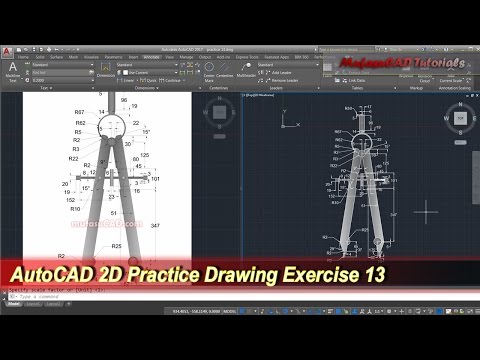 AutoCAD 2D Practice Drawing | Exercise 13 | Basic Tutorial – Formación ...