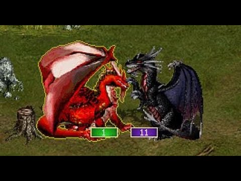 Heroes 3 | 1 Legendary Red Dragon vs 11 Black Dragons