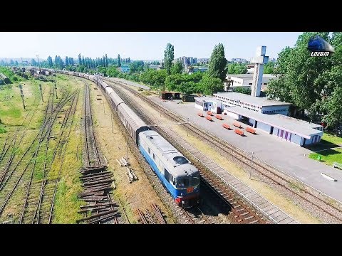 [Drone] LDE2100 60-1644-3 & Marfar VTS Freight Train in Oradea Est Triaj - 07 May 2018