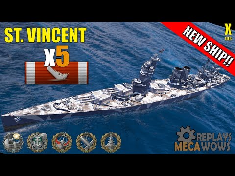 NEW SHIP! St. Vincent 5 Kills & 203k Damage | World of Warships Gameplay