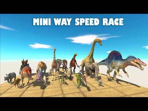 Mini Way All Dinosaurs vs Animals Speed Race - Animal Revolt Battle Simulator