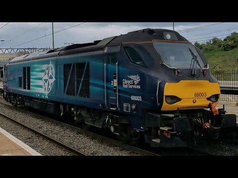 DRS Class 68 68003 'Astute' passes Milton Keynes Central on Northbound WCML Light Loco Move 1/6/22