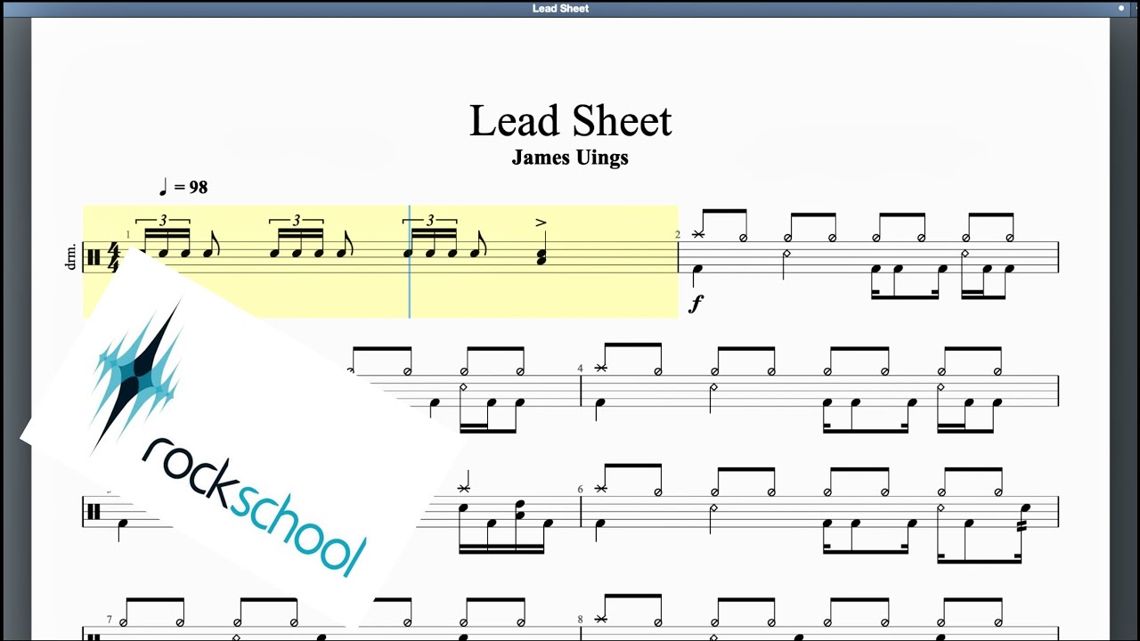 Lead Sheet Rockschool Grade 8 Drums