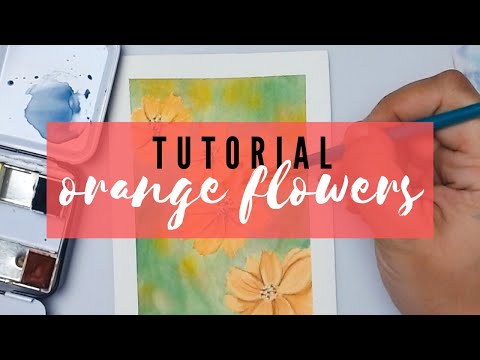 WATERCOLOR TUTORIAL: Orange Cosmos Flowers| Watercolor for Beginners