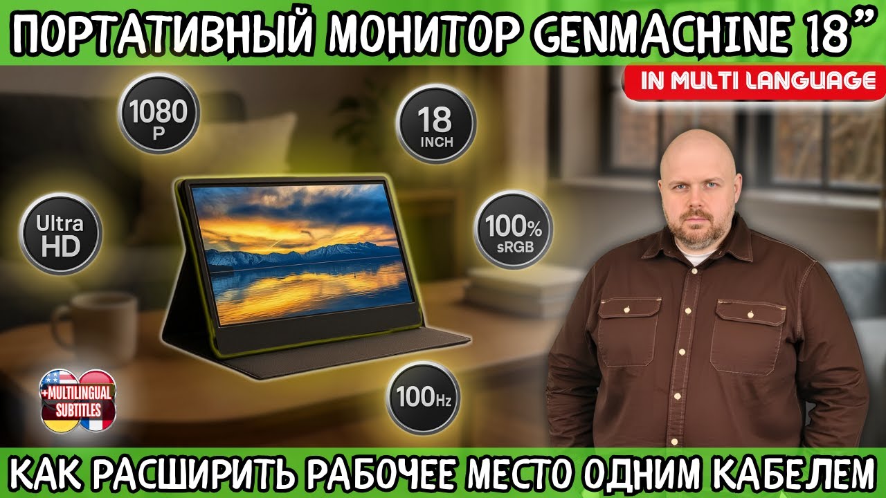 ПОРТАТИВНЫЙ МОНИТОР GENMACHINE 18” С HDR И 100 ГЦ. ХОРОШ ДЛЯ ПК, КОНСОЛЕЙ И ТВ БОКСОВ