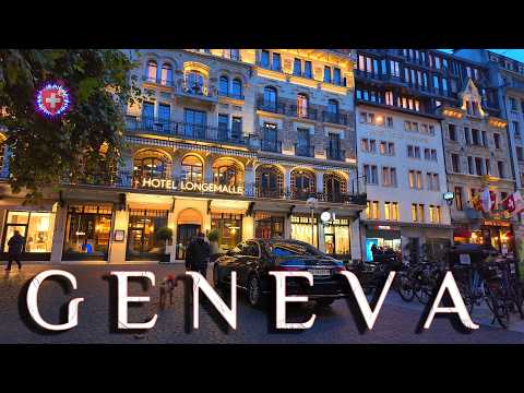 SUISSE GENÈVE ✨ Actuellement Promenade nocturne dans le ville métropolitain / Rues commerçantes 4K