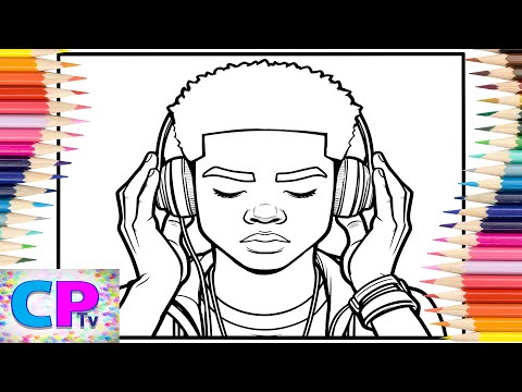 Miles Morales Relaxes by Listening to Music on his Headphones/Miles Morales Coloring Pages