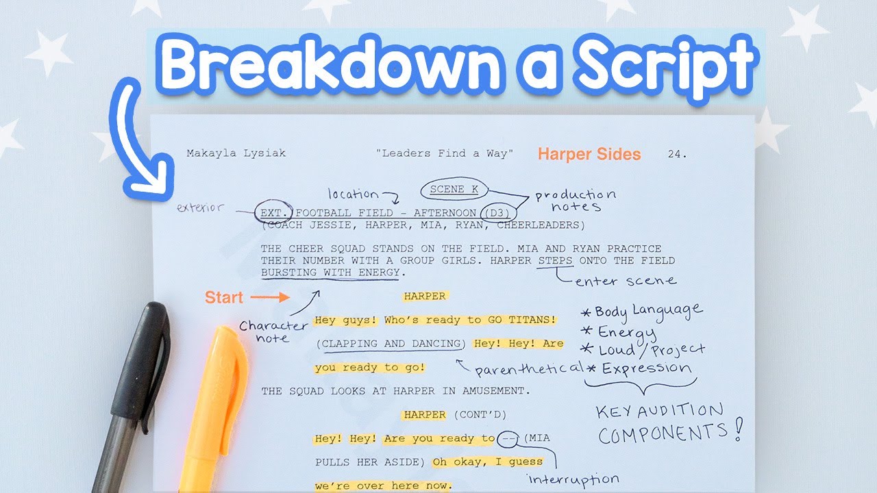 How to Analyze a Script for an Audition! (Breakdown, Read + Acting Tips)