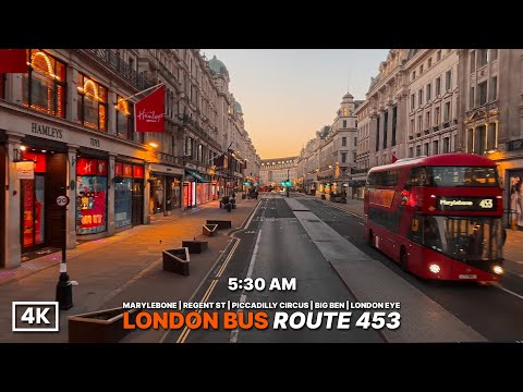 London Before the City Wakes! 🌅 5:30 AM Golden Hour Bus Ride Across Westminster Bridge | Route 453