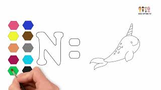 N is for Narwhal | Fun and Easy Narwhal Coloring for Kids | ABC Coloring
