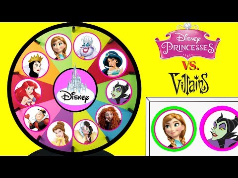 Disney Princesses VS Villains Spinning Wheel Game Punch Box Surprise Toys Video