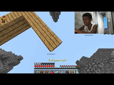 Minecraft:Skywars:Trying to play with the fast bridge in Skywars with webcam!!!