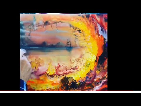 EMOTIONAL CREATING 🤷‍♀️ Glorious Colour filled Dutch pour/ ENHANCED BY MY SONS AIRBRUSH ARTISTRY