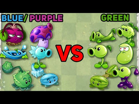 PvZ 2 Team Plant Vs Team Plant - Team GREEN vs BLUE-PURPLE Plants