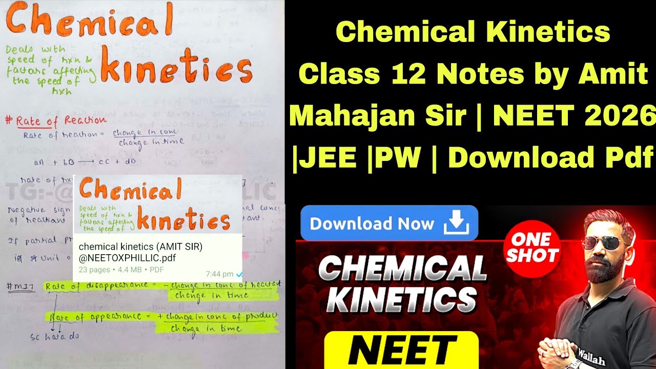 Chemical Kinetics Class 12 Notes by Amit Mahajan Sir | NEET 2026 | JEE | PW | Download Pdf